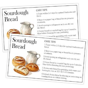 50 PCS SOURDOUGH CARE CARE CARDS 2 × 3.5 بوصة نصائح أساسية للحفاظ