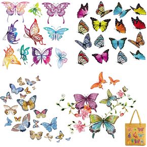 Woohome Butterfly Iron على شارات للملابس ، حديد الفراشة على نقل ملصقات نقل الحرارة شارات DIY T-Shirt على ظهره على الظهر قبعة الديكور.