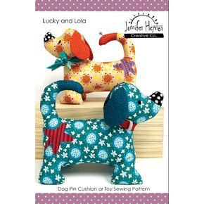 Jennifer Jangles ، LLC Lucky و Lola Dog Pincushion أو نمط لعبة