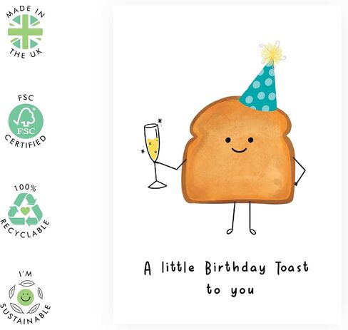CENTRAL 23 Friend Birthday Card - Funny Birthday Cards for Women - 'A Little Birthday Toast' For Mum Dad Grandpa Nana - Him Her - Sister Birthday Card - Comes With Stickers in Saudi Arabia