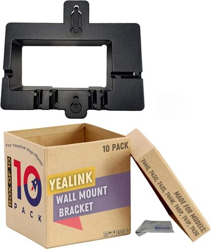 Yealink Wall Mount Bracket (Pack of 10) for Yealink Desk Phones T43U, T42S, T44W, T44U, T40P, T41P and T42G with Global Teck Microfiber Cloth in Kuwait