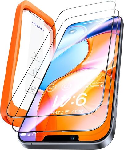 UltraGlass TOP 9H+ Glass for iPhone 14 Screen Protector [Military Grade Shatterproof & Longest Durable] Full Screen Protector 14 Tempered Glass Anti-fingerprint [2024 New] 2 Pack in Kuwait