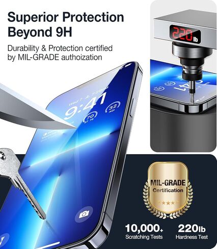 UltraGlass TOP 9H+ Glass for iPhone 14 Screen Protector [Military Grade Shatterproof & Longest Durable] Full Screen Protector 14 Tempered Glass Anti-fingerprint [2024 New] 2 Pack in Kuwait