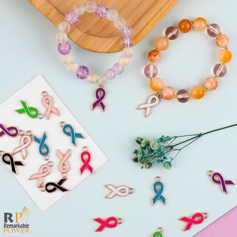 RP Remarkable Power, 160 Pack Breast Cancer Awareness Charms Ribbon Pendants Hope Charm for Jewelry Making in Saudi Arabia