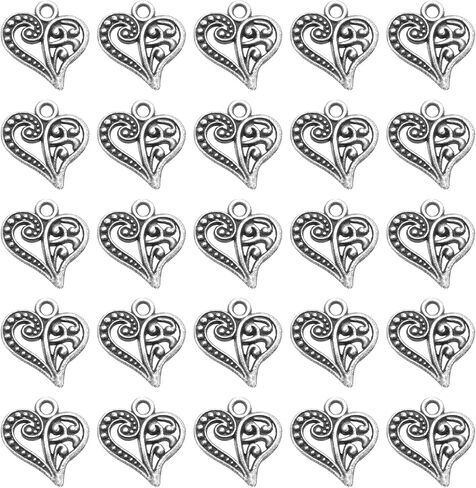 60pcs سحر قلب الرجعية المعلقات DIY المجوهرات صنع الزخارف الزخارف لحلي لقلادة سوار مفاتيح صياغة النتائج الإكسسوارات in Saudi Arabia