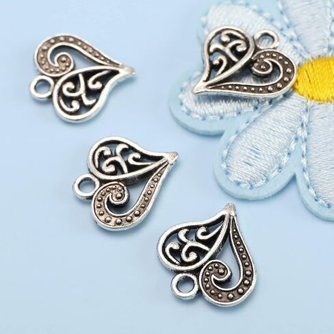 60pcs سحر قلب الرجعية المعلقات DIY المجوهرات صنع الزخارف الزخارف لحلي لقلادة سوار مفاتيح صياغة النتائج الإكسسوارات in Saudi Arabia