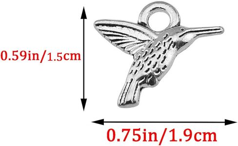 50PCS Small Hummingbird Charms Alloy Mini Hummingbird Charms 3D Animal Alloy Hummingbird Enamel Pendants for Earring Necklace Bracelet Keychain Jewelry Craft Making in Saudi Arabia