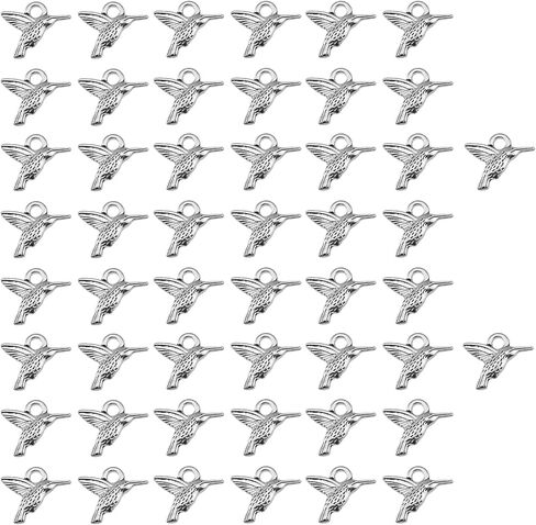 50PCS Small Hummingbird Charms Alloy Mini Hummingbird Charms 3D Animal Alloy Hummingbird Enamel Pendants for Earring Necklace Bracelet Keychain Jewelry Craft Making in Kuwait