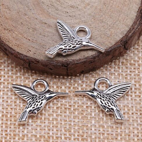 50PCS Small Hummingbird Charms Alloy Mini Hummingbird Charms 3D Animal Alloy Hummingbird Enamel Pendants for Earring Necklace Bracelet Keychain Jewelry Craft Making in Saudi Arabia
