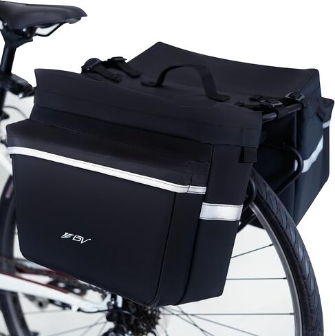 BV Bike Panniers 26L مع خطافات قابلة للتعديل - سلال للدراجات مع مقبض للحمل، حقيبة الدراجة مع زخرفة عاكسة 3M لمزيد من الرؤية - دراجة التنقل السلة تناسب معظم حامل الدراجات in Kuwait