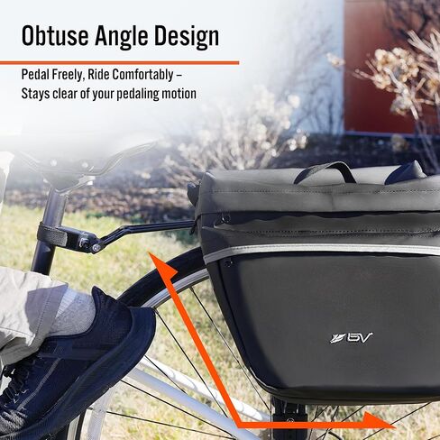 BV Bike Panniers 26L مع خطافات قابلة للتعديل - سلال للدراجات مع مقبض للحمل، حقيبة الدراجة مع زخرفة عاكسة 3M لمزيد من الرؤية - دراجة التنقل السلة تناسب معظم حامل الدراجات in Kuwait