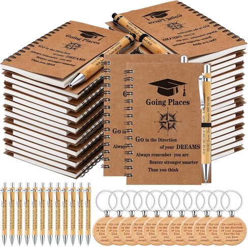 Gueevin 12 Set 2025 التخرج الملهمة هدية ضخمة دوامة كرافت ملاحظات Notebooks Bamboo Ballpoin in Saudi Arabia