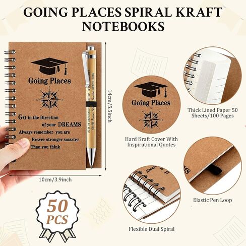 Gueevin 12 Set 2025 التخرج الملهمة هدية ضخمة دوامة كرافت ملاحظات Notebooks Bamboo Ballpoin in Saudi Arabia