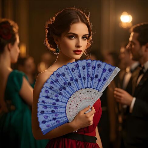 QIRMIZI 10 PACK Fabric Folding Handheld Fans, Perfect for Weddings, Parties, and Dancing,Deeppink in Kuwait