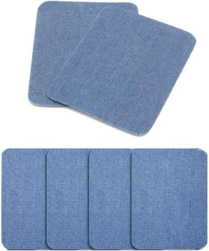 AKOAK 6 Pieces 4.9-inch-by-3.8-inch Iron-On Patches,Iron On Denim Patches Repair Kit for Clothing Jeans (Light Blue) in Saudi Arabia