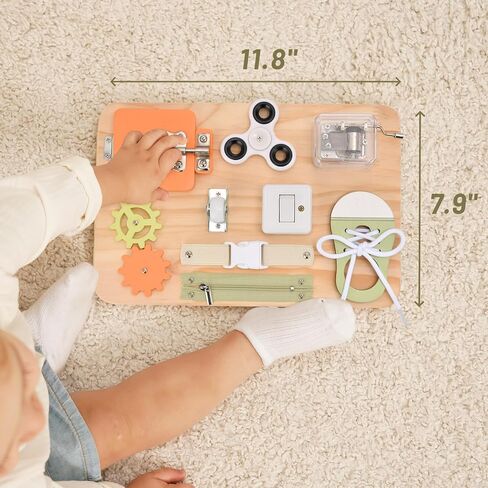 Busy Board for Toddlers - Montessori Educational Fidget Toys for 1 2 3 4 Years Old Baby Gifts - Wooden Sensory Toys for Autistic Children-Preschool Learning Activities for Fine Motor Skills–Travel Toy in Kuwait