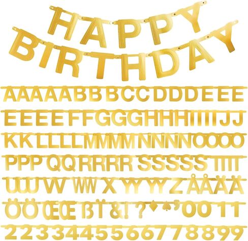 SUNBEAUTY 127 Pcs Rosegold Glittery DIY Make Your Own Banner Customizable Letters Symbols Banner for Birthday Wedding Baby Shower Graduation Retirement Xmas Party Decoration in Kuwait