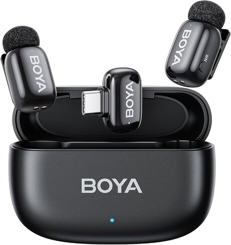 BOYA Mini Wireless Microphone for iPhone with MFi Certified Ligntning Interface,Noise Cancellation, 30H Battery Life with Charging Case,Voice Changer Microphone,iPhone Microphone for Video Recording in Kuwait