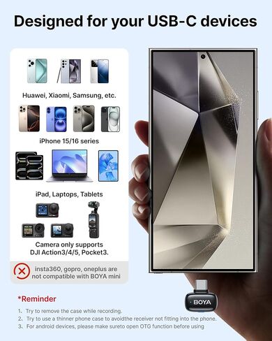 BOYA Mini Wireless Microphone for iPhone with MFi Certified Ligntning Interface,Noise Cancellation, 30H Battery Life with Charging Case,Voice Changer Microphone,iPhone Microphone for Video Recording in Kuwait