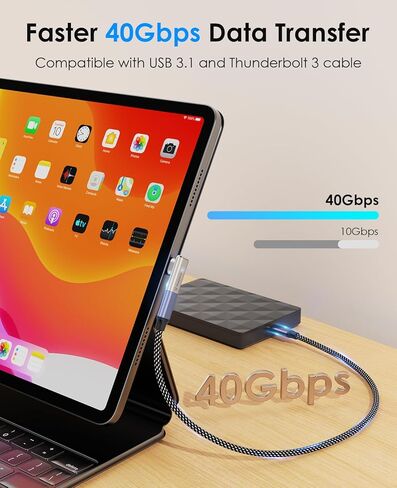 محول USB C مغناطيسي بقدرة 240 وات بسرعة 40 جيجابت في الثانية، حزمة واحدة من محولات النوع C المستقيمة مع نصيحتين، نقل بيانات سريع الشحن 24 سنًا 4K 60 هرتز لأجهزة الكمبيوتر المحمول USB 3/4 MacOS Pro/Air وأجهزة الكمبيوتر المحمول من النوع C in Kuwait