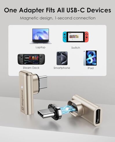 محول USB C مغناطيسي بقدرة 240 وات بسرعة 40 جيجابت في الثانية، حزمة واحدة من محولات النوع C المستقيمة مع نصيحتين، نقل بيانات سريع الشحن 24 سنًا 4K 60 هرتز لأجهزة الكمبيوتر المحمول USB 3/4 MacOS Pro/Air وأجهزة الكمبيوتر المحمول من النوع C in Kuwait