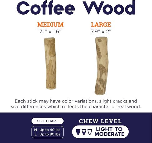 Petstages Coffee Wood Dog Chew Stick - Natural Wood Chew Toy for Light to Moderate Chewers & Indoor Use, Sustainably Sourced, Caffeine-Free, Textured, Medium in Saudi Arabia