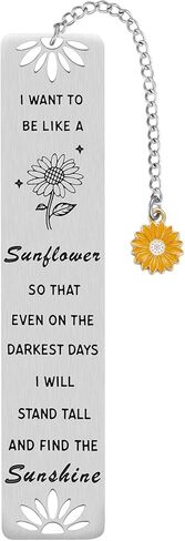 Sunflower Gift, Inspirational Sun Flower Bookmark with Sunflower Charm for Reading Book Lovers, Self Uplifting, Positive Affirmation Sunshine Gifts for Women - Be Like a Sunflower, Gold in Saudi Arabia