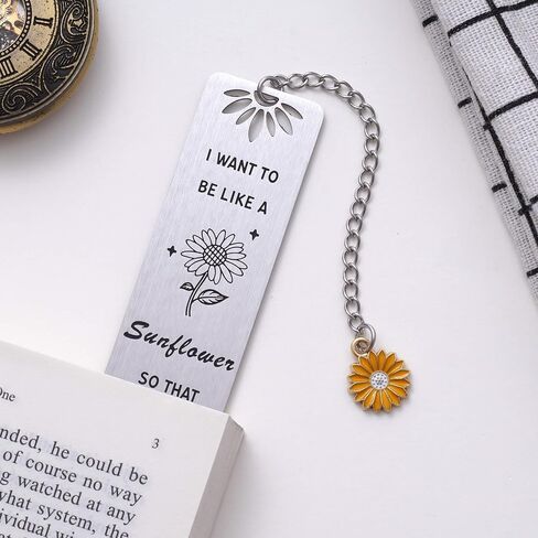 Sunflower Gift, Inspirational Sun Flower Bookmark with Sunflower Charm for Reading Book Lovers, Self Uplifting, Positive Affirmation Sunshine Gifts for Women - Be Like a Sunflower, Gold in Saudi Arabia