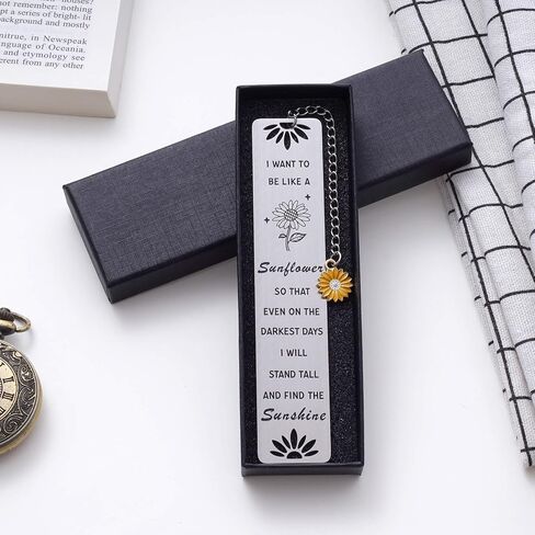 Sunflower Gift, Inspirational Sun Flower Bookmark with Sunflower Charm for Reading Book Lovers, Self Uplifting, Positive Affirmation Sunshine Gifts for Women - Be Like a Sunflower, Gold in Saudi Arabia