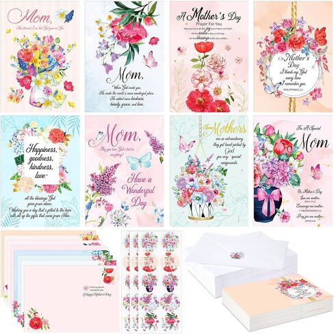 24 Pack Christian Mothers Day Religious Cards with Envelopes for Mom Floral Mothers Day Christian Greeting Cards for Prayer Gifts (Classic Style) in Saudi Arabia