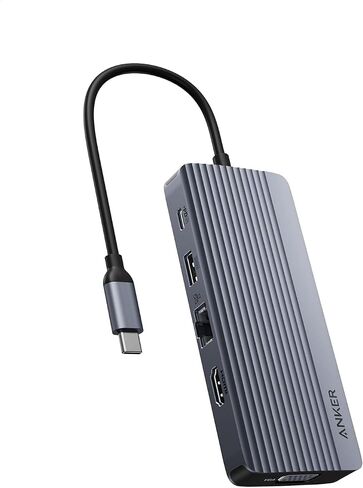 Anker 8-in-1 USB-C Hub, USB C Docking Station Triple Display Multi-Port Dongle with 2 HDMI and VGA, 5Gbps Data Transfers, USB Ports for MacBook Air/Pro, Dell XPS, iPad Pro, and More in Saudi Arabia