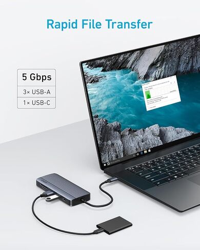 Anker 8-in-1 USB-C Hub, USB C Docking Station Triple Display Multi-Port Dongle with 2 HDMI and VGA, 5Gbps Data Transfers, USB Ports for MacBook Air/Pro, Dell XPS, iPad Pro, and More in Saudi Arabia