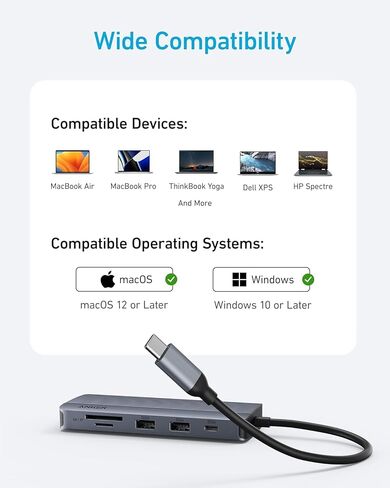 Anker 8-in-1 USB-C Hub, USB C Docking Station Triple Display Multi-Port Dongle with 2 HDMI and VGA, 5Gbps Data Transfers, USB Ports for MacBook Air/Pro, Dell XPS, iPad Pro, and More in Saudi Arabia