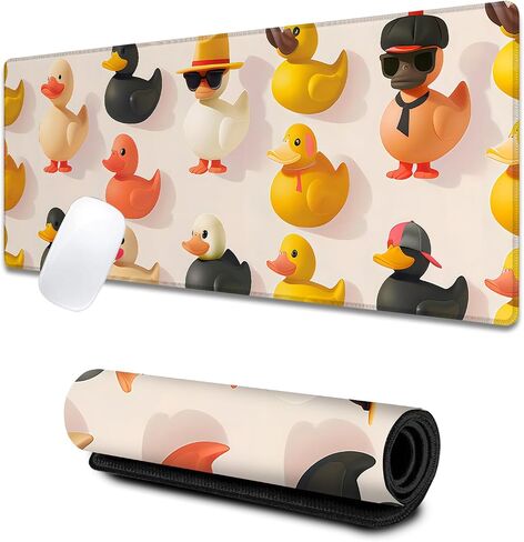 Colorful Rubber Duck Large Gaming Desk Mat,Rubber Non-Slip Cute Mouse Pad,31.5x11.8x0.12in Extended Fun and Playful Mousepad,Game Lover Mice Pads Gifts,Office Home Deskmat Decor in Saudi Arabia