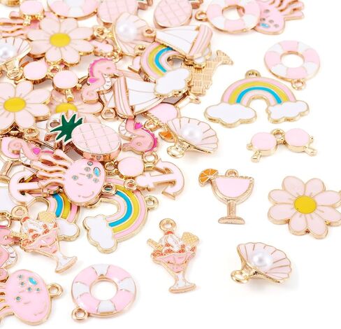 Craftdady Enamel Charms for Jewelry Making Alloy Dangle Pendants Cute Summer Charms for Spring Women DIY Necklace Earring Making in Saudi Arabia