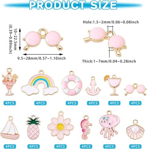 Craftdady Enamel Charms for Jewelry Making Alloy Dangle Pendants Cute Summer Charms for Spring Women DIY Necklace Earring Making in Saudi Arabia