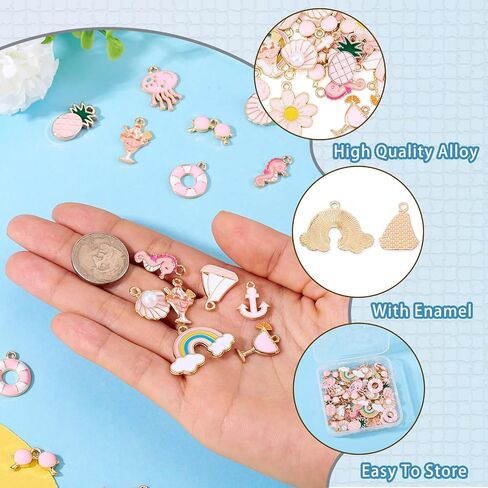 Craftdady Enamel Charms for Jewelry Making Alloy Dangle Pendants Cute Summer Charms for Spring Women DIY Necklace Earring Making in Saudi Arabia