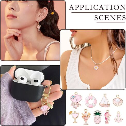 Craftdady Enamel Charms for Jewelry Making Alloy Dangle Pendants Cute Summer Charms for Spring Women DIY Necklace Earring Making in Saudi Arabia