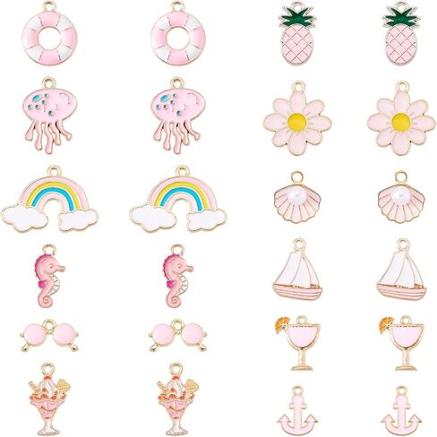 Craftdady Enamel Charms for Jewelry Making Alloy Dangle Pendants Cute Summer Charms for Spring Women DIY Necklace Earring Making in Saudi Arabia