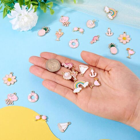 Craftdady Enamel Charms for Jewelry Making Alloy Dangle Pendants Cute Summer Charms for Spring Women DIY Necklace Earring Making in Saudi Arabia
