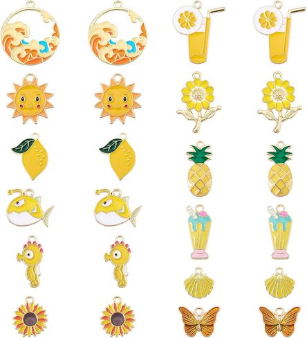 Craftdady Enamel Charms for Jewelry Making Alloy Dangle Pendants Cute Summer Charms for Spring Women DIY Necklace Earring Making in Saudi Arabia