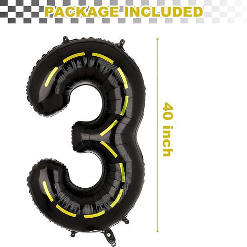 Construction Themed 3rd Birthday Party Balloon,40 Inch Big Mylar Foil Construction Number Balloon 3 Black for kids Birthday Party Decoration,Construction Themed Party Decorations Supplies in Saudi Arabia