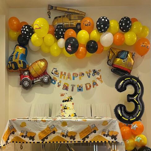 Construction Themed 3rd Birthday Party Balloon,40 Inch Big Mylar Foil Construction Number Balloon 3 Black for kids Birthday Party Decoration,Construction Themed Party Decorations Supplies in Saudi Arabia