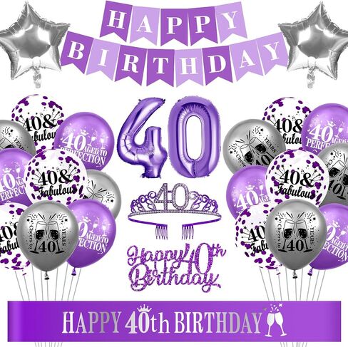 الأرجواني الحلو 16 ديكورات للحفلات للفتيات ، والأرجواني والفضي السعيد ديكور عيد ميلاد ، تشمل بالونات رقائق الراية ، الكعكة توبيبر ، وشاح وتاجي لفيلم عيد ميلاد حلو in Saudi Arabia