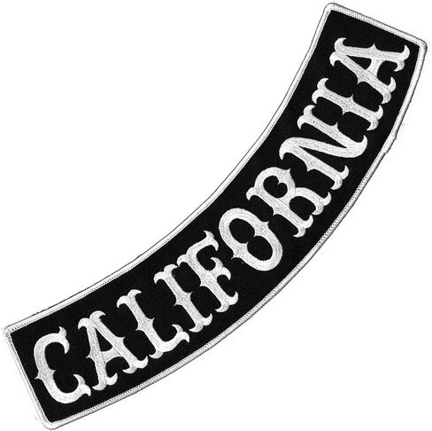 VEGASBEE® California Patch Embroidered Iron-On Patch Biker Jacket Rider Vest Bottom Rocker 12" USA Original (Black-White) in Saudi Arabia