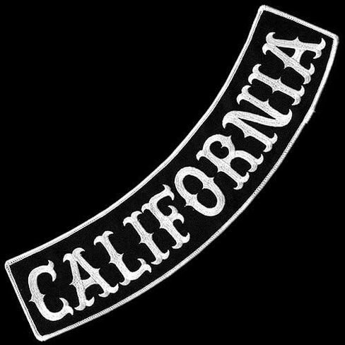 VEGASBEE® California Patch Embroidered Iron-On Patch Biker Jacket Rider Vest Bottom Rocker 12" USA Original (Black-White) in Saudi Arabia
