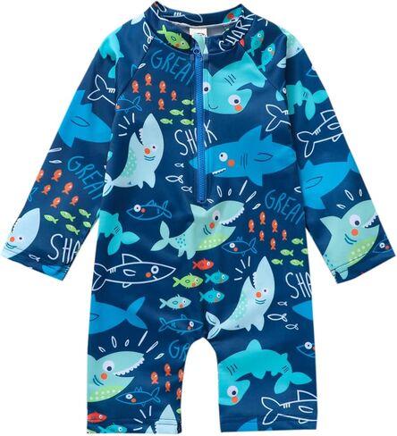 Baby Boy Swimming Costume Infant Zipper One Piece Rash Guard Swimwear Toddler Sun Protection Beach Bathing Suit in Saudi Arabia