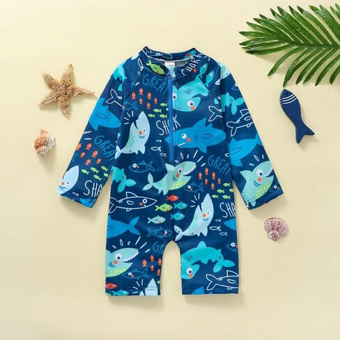 Baby Boy Swimming Costume Infant Zipper One Piece Rash Guard Swimwear Toddler Sun Protection Beach Bathing Suit in Saudi Arabia