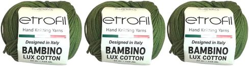 3pk Bambino Lux Cotton Yarn ، متماسكة والكروشيه ، مزيج أكريليك قطني عضوي ، طفل و Amigurumi ، 150 جم ، 315 متر (أزرق فاتح) in Kuwait