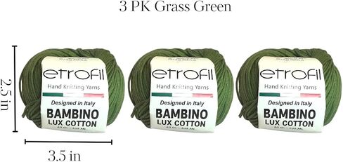 3pk Bambino Lux Cotton Yarn ، متماسكة والكروشيه ، مزيج أكريليك قطني عضوي ، طفل و Amigurumi ، 150 جم ، 315 متر (أزرق فاتح) in Kuwait